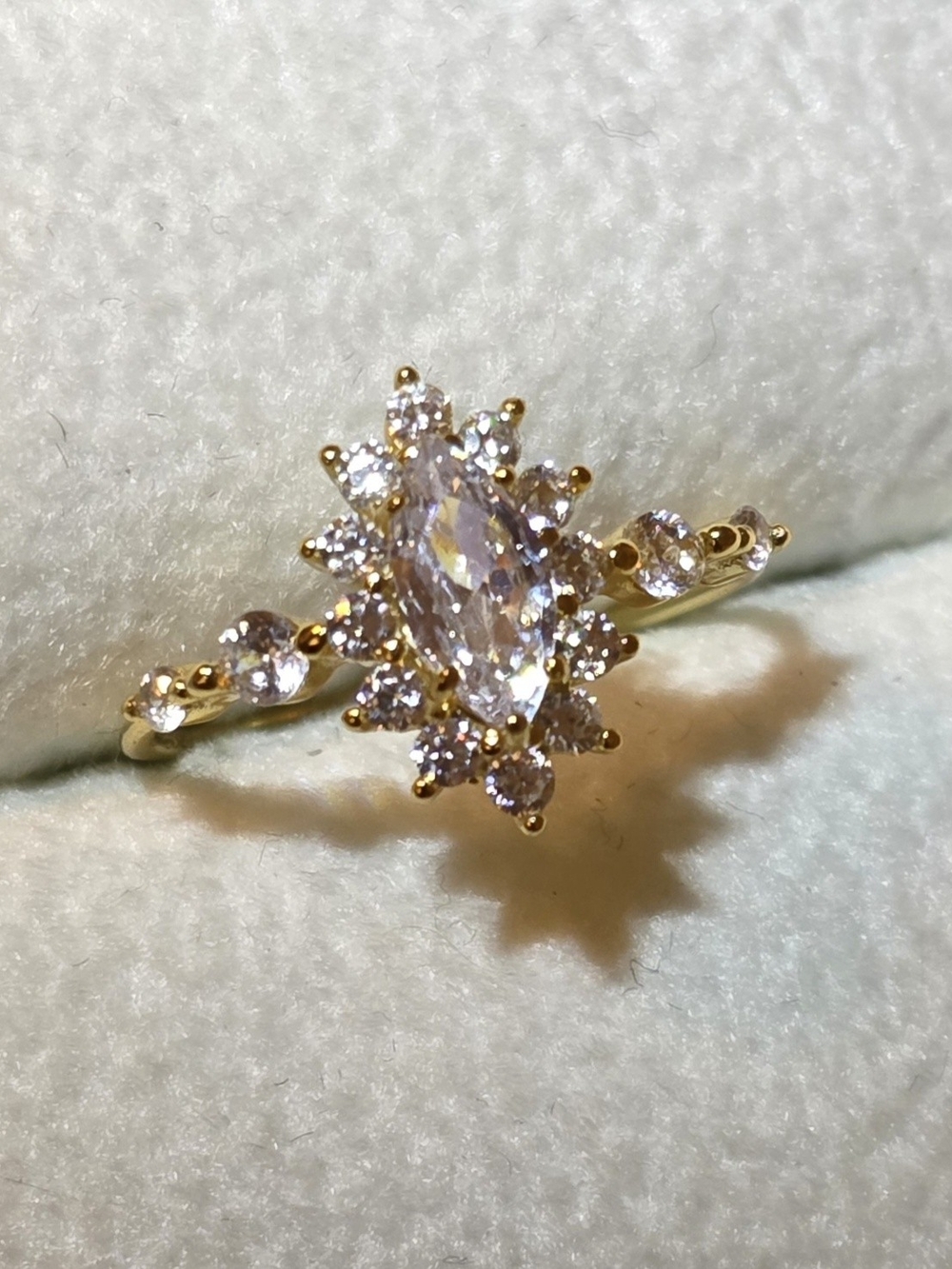 Gold Marquise Halo Moissanite Ring Size 6 & 7 - Picture 10 of 10
